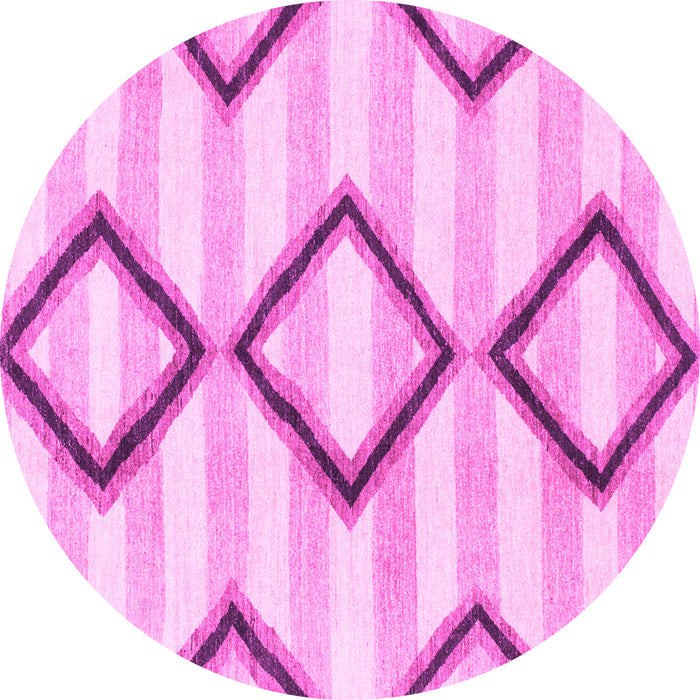 Round Machine Washable Abstract Pink Modern Rug, wshabs814pnk