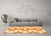 Machine Washable Abstract Orange Modern Area Rugs in a Living Room, wshabs814org