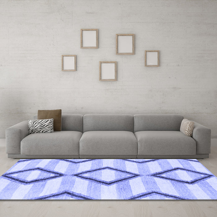 Machine Washable Abstract Blue Modern Rug in a Living Room, wshabs814blu
