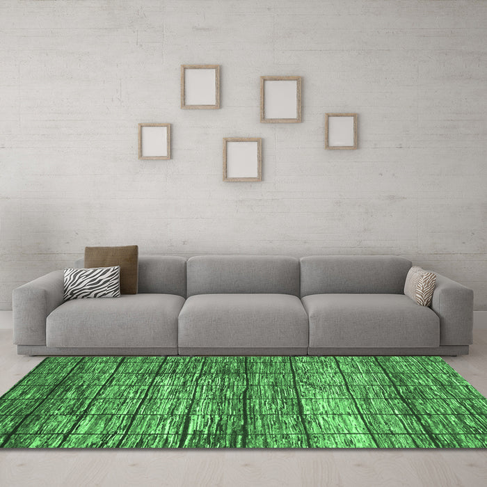 Machine Washable Abstract Emerald Green Modern Area Rugs in a Living Room,, wshabs815emgrn