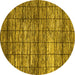 Round Abstract Yellow Modern Rug, abs815yw