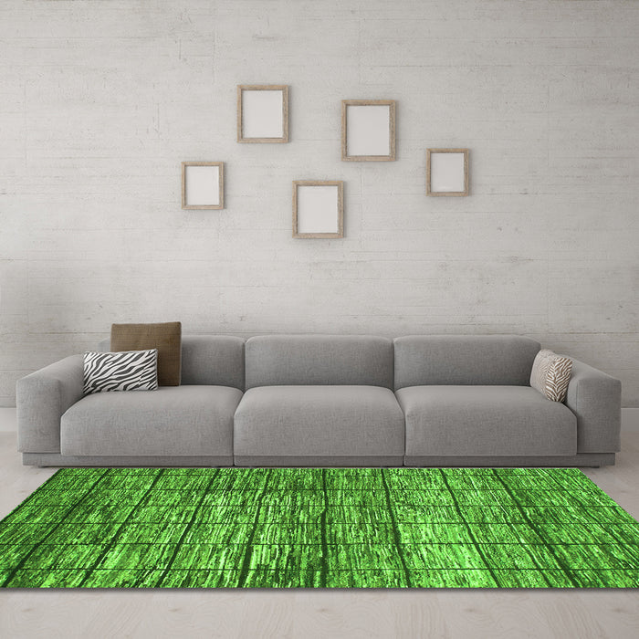 Machine Washable Abstract Green Modern Area Rugs in a Living Room,, wshabs815grn