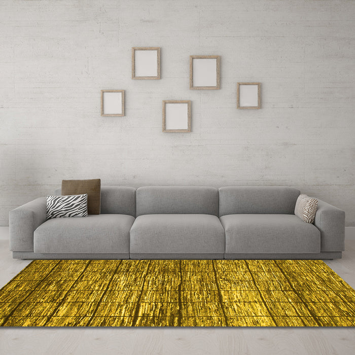 Machine Washable Abstract Yellow Modern Rug in a Living Room, wshabs815yw