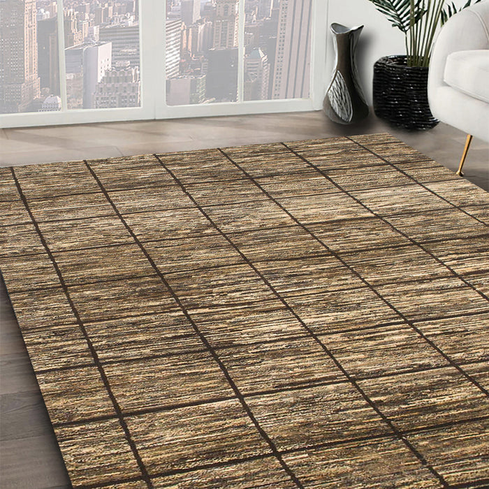 Abstract Reddish Brown Modern Rug in Family Room, abs815