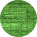 Round Abstract Green Modern Rug, abs815grn