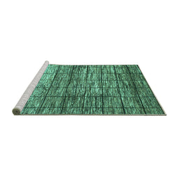 Sideview of Machine Washable Abstract Turquoise Modern Area Rugs, wshabs815turq