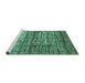 Sideview of Machine Washable Abstract Turquoise Modern Area Rugs, wshabs815turq