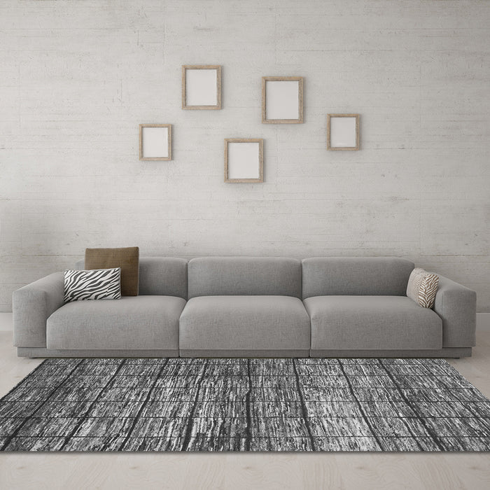Machine Washable Abstract Gray Modern Rug in a Living Room,, wshabs815gry