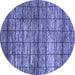 Round Machine Washable Abstract Blue Modern Rug, wshabs815blu