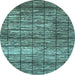 Round Abstract Light Blue Modern Rug, abs815lblu