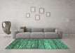 Machine Washable Abstract Turquoise Modern Area Rugs in a Living Room,, wshabs815turq