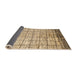 Sideview of Abstract Light Brown Checkered Rug, abs816