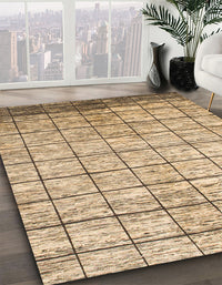 Abstract Light Brown Checkered Rug, abs816