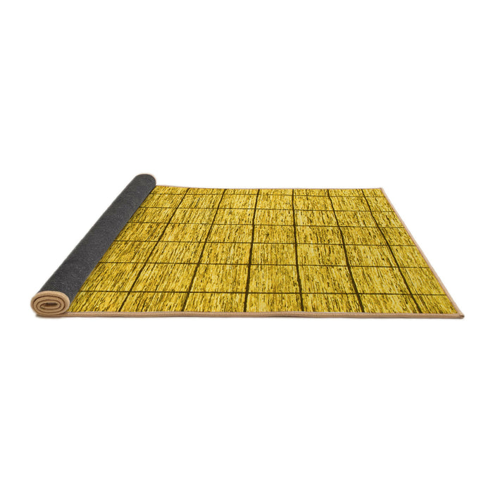 Sideview of Checkered Yellow Modern Rug, abs816yw