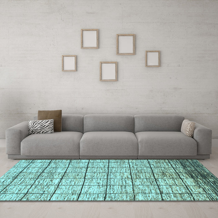 Machine Washable Checkered Light Blue Modern Rug in a Living Room, wshabs816lblu