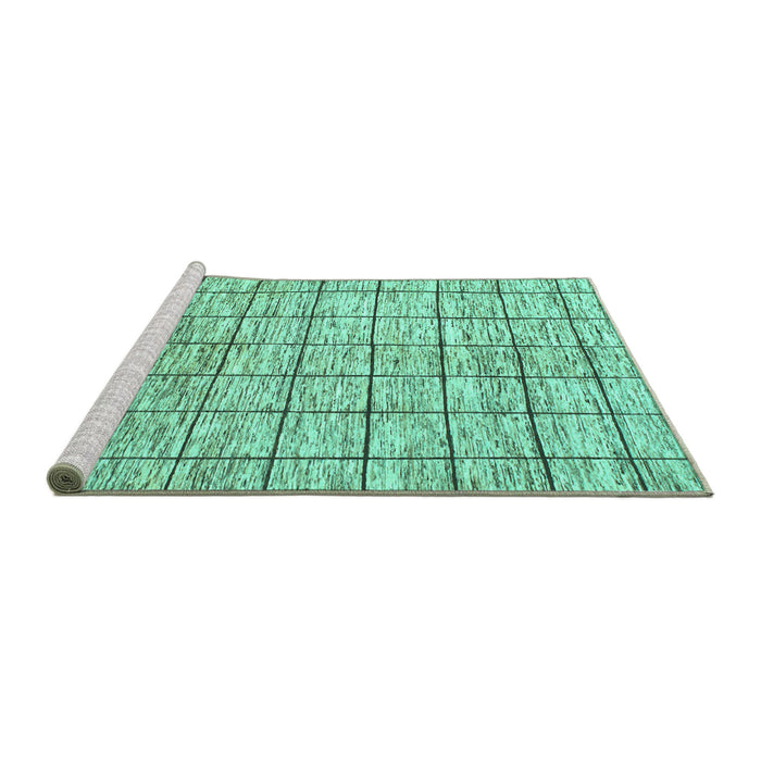 Sideview of Machine Washable Checkered Turquoise Modern Area Rugs, wshabs816turq