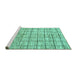 Sideview of Machine Washable Checkered Turquoise Modern Area Rugs, wshabs816turq