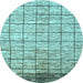 Round Checkered Light Blue Modern Rug, abs816lblu