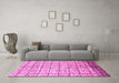 Machine Washable Checkered Pink Modern Rug in a Living Room, wshabs816pnk