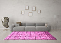 Machine Washable Checkered Pink Modern Rug, wshabs816pnk