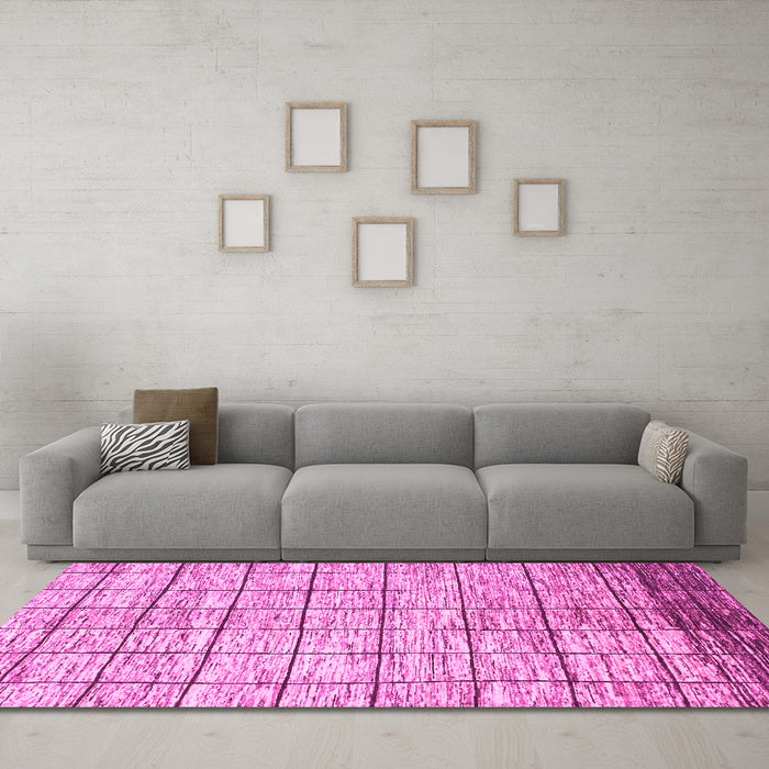 Machine Washable Checkered Pink Modern Rug in a Living Room, wshabs816pnk
