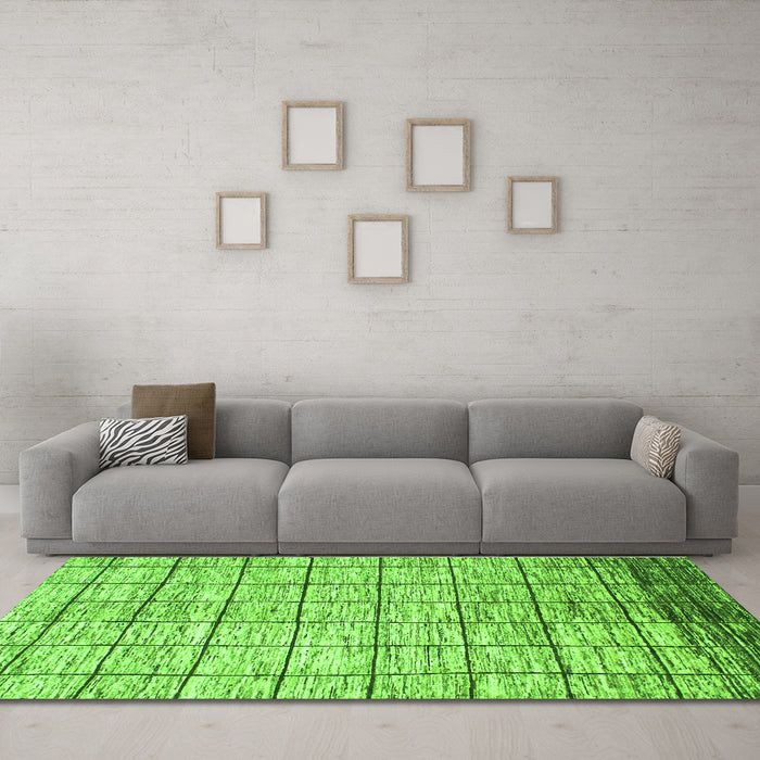 Machine Washable Checkered Green Modern Area Rugs in a Living Room,, wshabs816grn