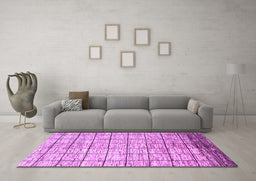 Machine Washable Checkered Purple Modern Area Rugs in a Living Room, wshabs816pur