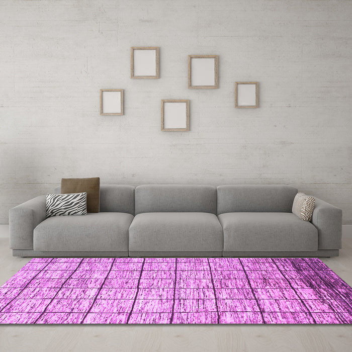Machine Washable Checkered Purple Modern Area Rugs in a Living Room, wshabs816pur