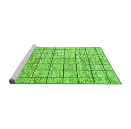 Sideview of Machine Washable Checkered Green Modern Area Rugs, wshabs816grn