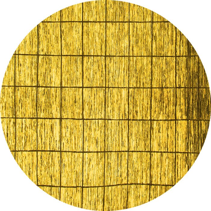 Round Machine Washable Checkered Yellow Modern Rug, wshabs816yw