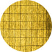 Round Machine Washable Checkered Yellow Modern Rug, wshabs816yw