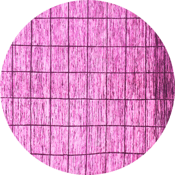 Round Checkered Pink Modern Rug, abs816pnk