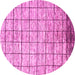 Round Checkered Pink Modern Rug, abs816pnk