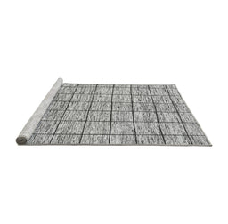Sideview of Machine Washable Checkered Gray Modern Rug, wshabs816gry
