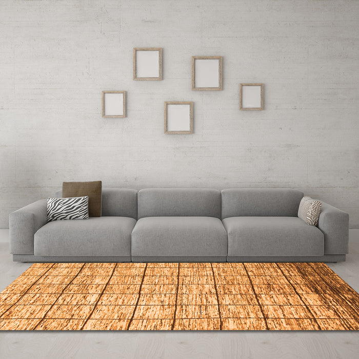 Machine Washable Checkered Orange Modern Area Rugs in a Living Room, wshabs816org