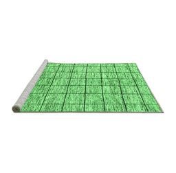 Sideview of Machine Washable Checkered Emerald Green Modern Area Rugs, wshabs816emgrn