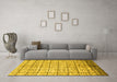 Machine Washable Checkered Yellow Modern Rug in a Living Room, wshabs816yw