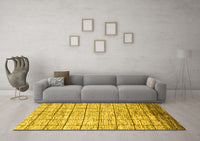 Machine Washable Checkered Yellow Modern Rug, wshabs816yw