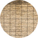 Round Abstract Light Brown Checkered Rug, abs816