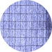 Round Machine Washable Checkered Blue Modern Rug, wshabs816blu