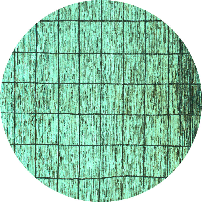 Round Machine Washable Checkered Turquoise Modern Area Rugs, wshabs816turq