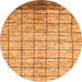 Round Machine Washable Checkered Orange Modern Area Rugs, wshabs816org