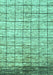 Machine Washable Checkered Turquoise Modern Area Rugs, wshabs816turq