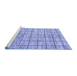 Sideview of Machine Washable Checkered Blue Modern Rug, wshabs816blu