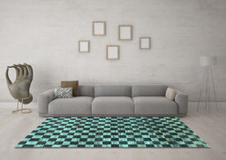 Machine Washable Checkered Light Blue Modern Rug in a Living Room, wshabs817lblu