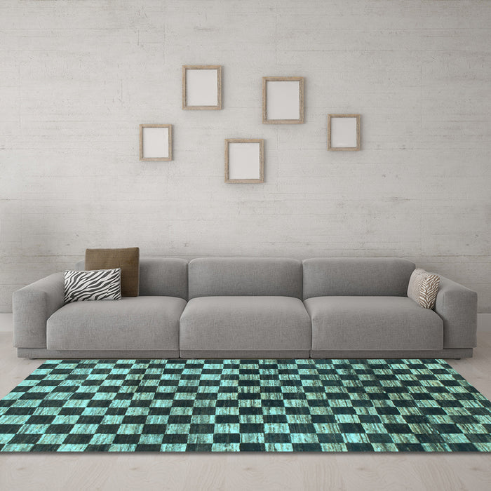 Machine Washable Checkered Light Blue Modern Rug in a Living Room, wshabs817lblu