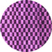 Round Machine Washable Checkered Purple Modern Area Rugs, wshabs817pur