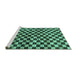 Sideview of Machine Washable Checkered Turquoise Modern Area Rugs, wshabs817turq