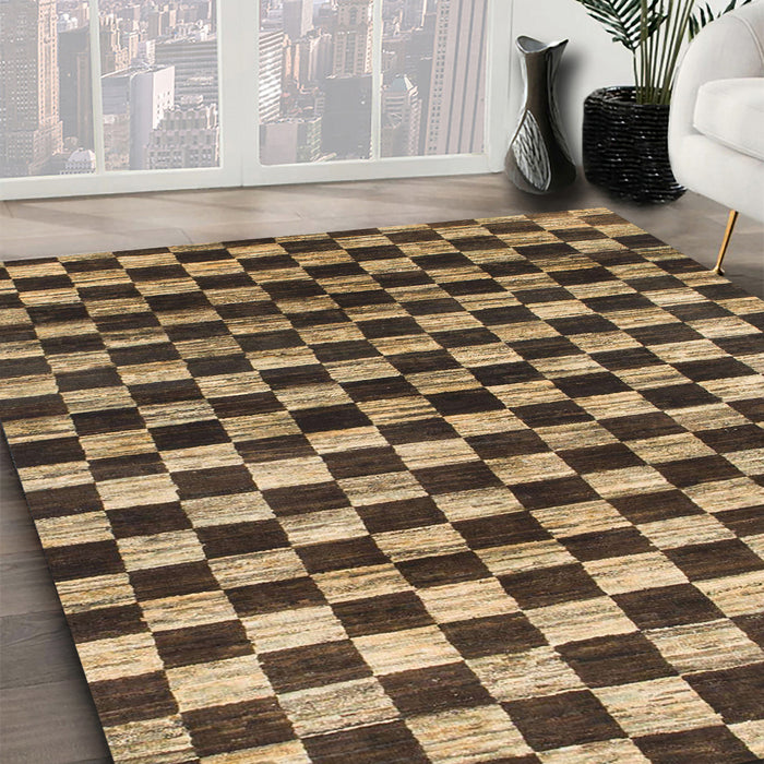 Machine Washable Abstract Bakers Brown Rug in a Family Room, wshabs817