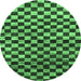 Round Machine Washable Checkered Emerald Green Modern Area Rugs, wshabs817emgrn